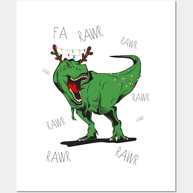 Xmas T-Rex Wall Art by RainbowAndJackson